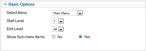 display main menu