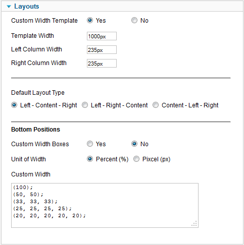 template configuration